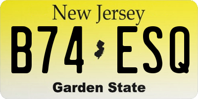 NJ license plate B74ESQ