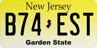 NJ license plate B74EST