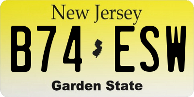 NJ license plate B74ESW