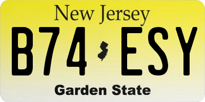 NJ license plate B74ESY