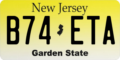NJ license plate B74ETA