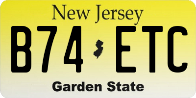 NJ license plate B74ETC