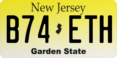 NJ license plate B74ETH