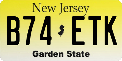NJ license plate B74ETK