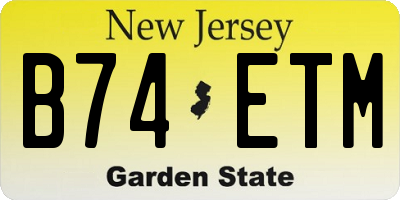 NJ license plate B74ETM
