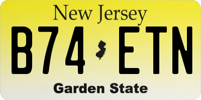 NJ license plate B74ETN