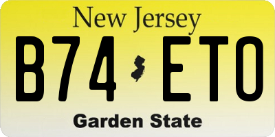 NJ license plate B74ETO