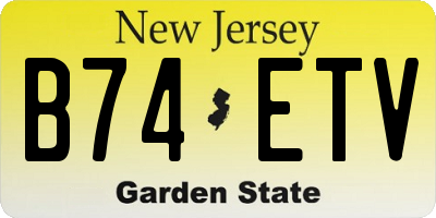 NJ license plate B74ETV
