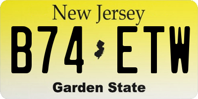 NJ license plate B74ETW