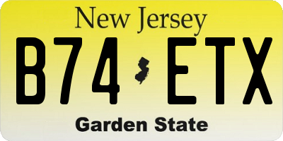 NJ license plate B74ETX