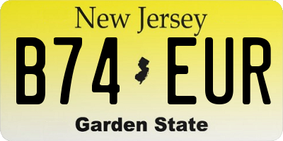 NJ license plate B74EUR