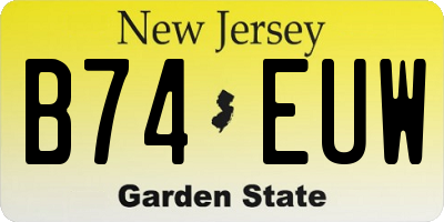NJ license plate B74EUW