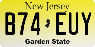 NJ license plate B74EUY