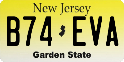 NJ license plate B74EVA