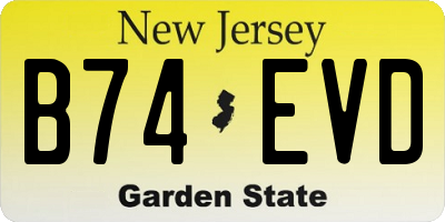 NJ license plate B74EVD