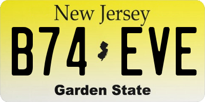NJ license plate B74EVE