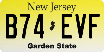 NJ license plate B74EVF