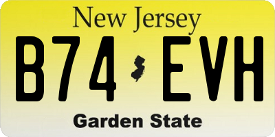NJ license plate B74EVH
