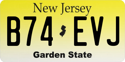 NJ license plate B74EVJ