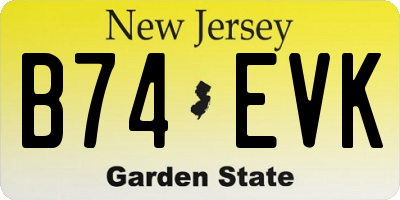 NJ license plate B74EVK