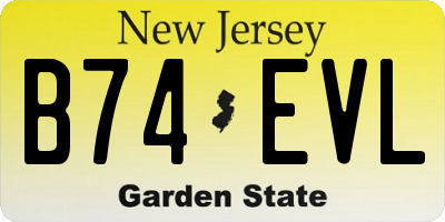 NJ license plate B74EVL