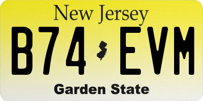 NJ license plate B74EVM