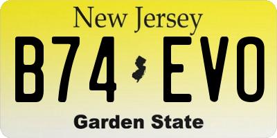 NJ license plate B74EVO