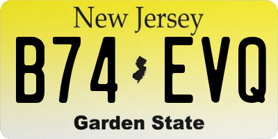 NJ license plate B74EVQ