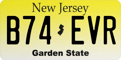 NJ license plate B74EVR