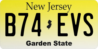 NJ license plate B74EVS