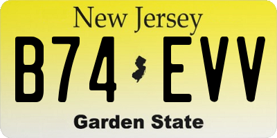 NJ license plate B74EVV