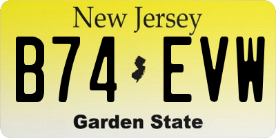 NJ license plate B74EVW