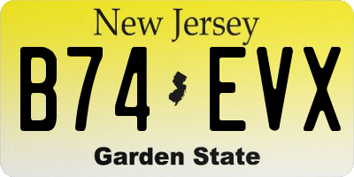 NJ license plate B74EVX
