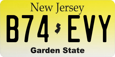 NJ license plate B74EVY