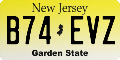 NJ license plate B74EVZ
