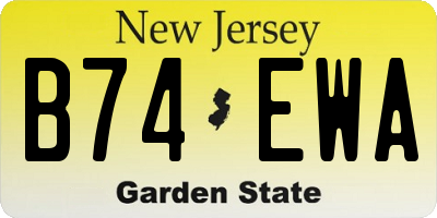 NJ license plate B74EWA