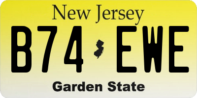 NJ license plate B74EWE