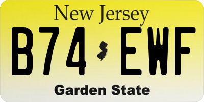 NJ license plate B74EWF