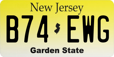 NJ license plate B74EWG