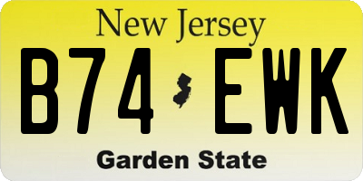 NJ license plate B74EWK