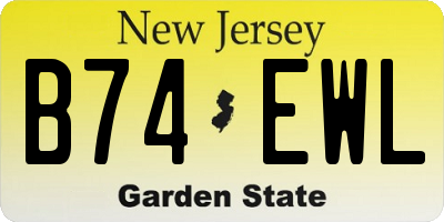 NJ license plate B74EWL