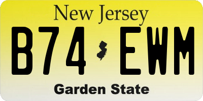 NJ license plate B74EWM