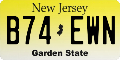 NJ license plate B74EWN