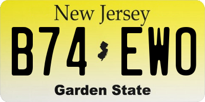 NJ license plate B74EWO