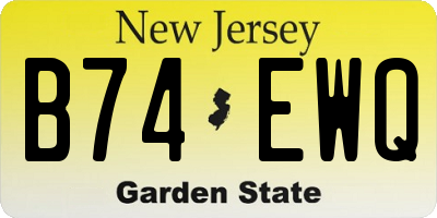 NJ license plate B74EWQ