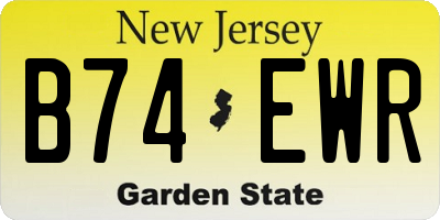 NJ license plate B74EWR