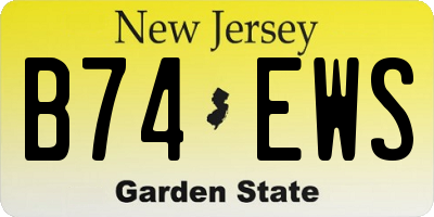 NJ license plate B74EWS