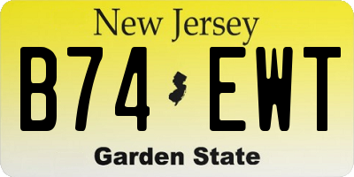 NJ license plate B74EWT