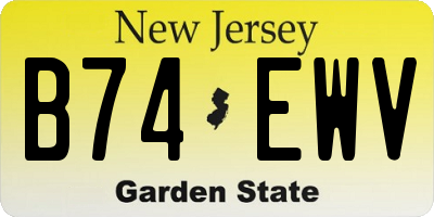 NJ license plate B74EWV