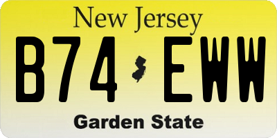 NJ license plate B74EWW